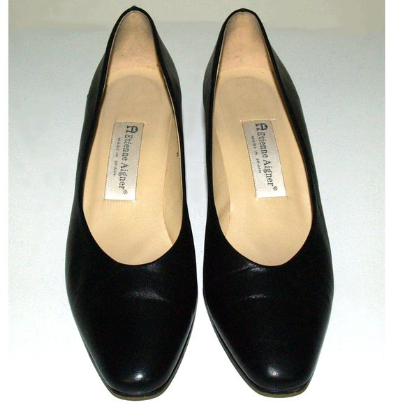 Vintage Etienne Aigner - Taylor - Black Leather Pumps - Made In Spain - 9W - Picture 2 of 10